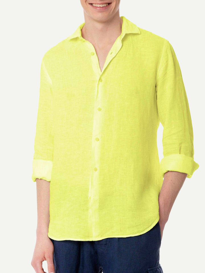 Man yellow linen Pamplona shirt - MC2 Saint Barth