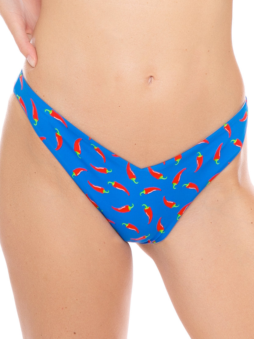 Woman cheeky swim briefs with chili peppers print - MC2 Saint Barth