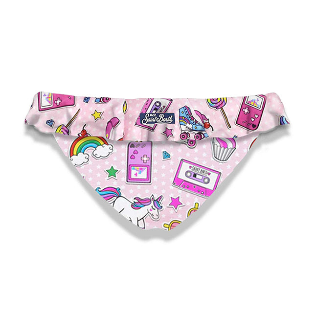 Girl ruffled swim briefs with nineties patch print - MC2 Saint Barth