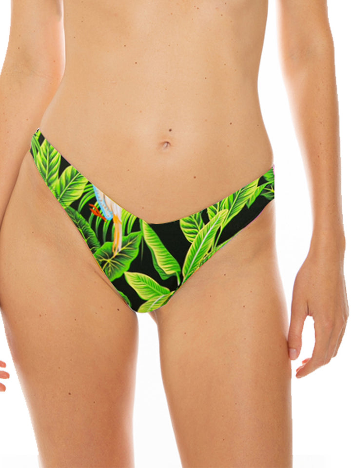 Woman cheeky swim briefs with tropical print - MC2 Saint Barth
