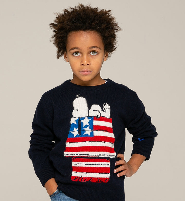 Maglia bambino con stampa jacquard Snoopy | Edizione speciale Peanuts™