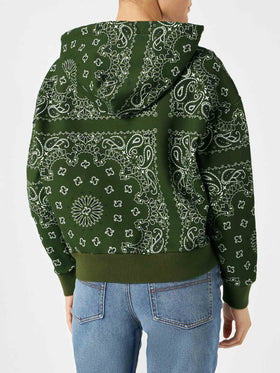 Woman hooded fleece sweatshirt with bandanna print - MC2 Saint Barth