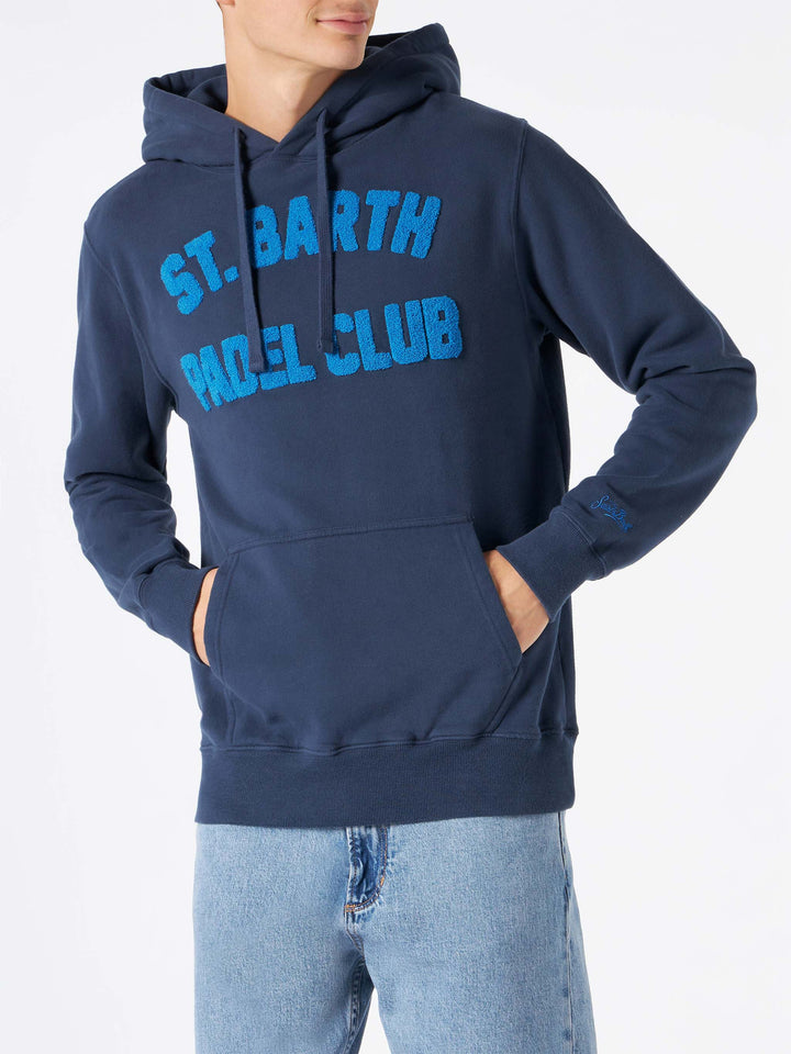 Man navy blue hooded sweatshirt with print - MC2 Saint Barth