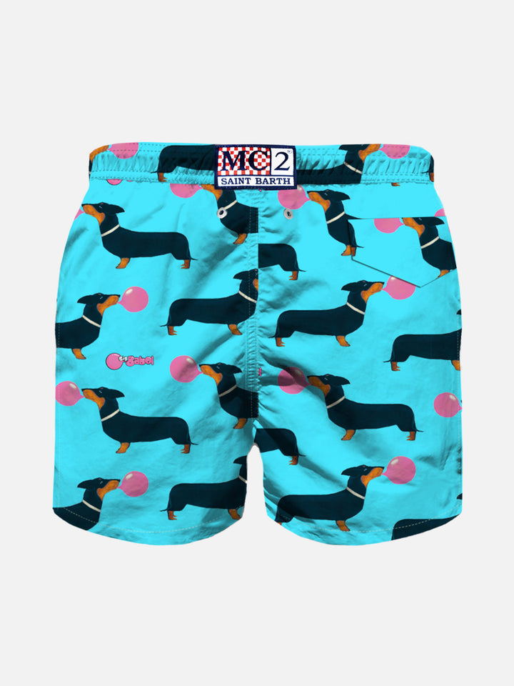 Boy swim shorts with dachshund and Big Babol print | BIG BABOL® SPECIAL EDITION