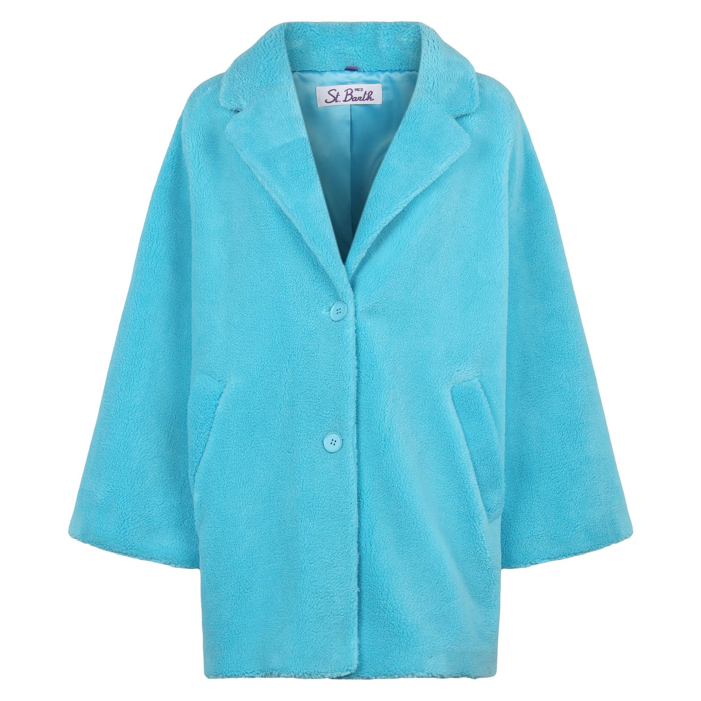 Woman coat turquoise teddy fabric - MC2 Saint Barth