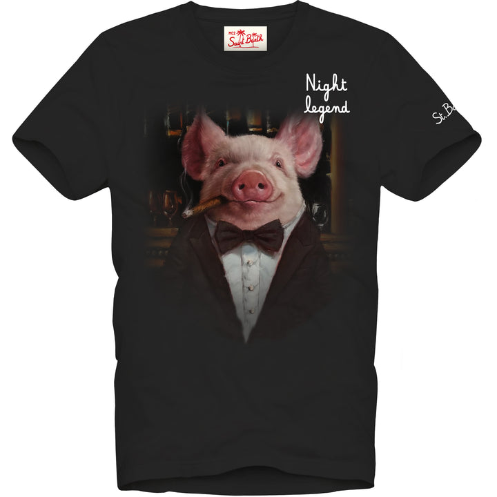T-shirt uomo in cotone con stampa maialino | LUCIA HEFFERNAN EDIZIONE SPECIALE