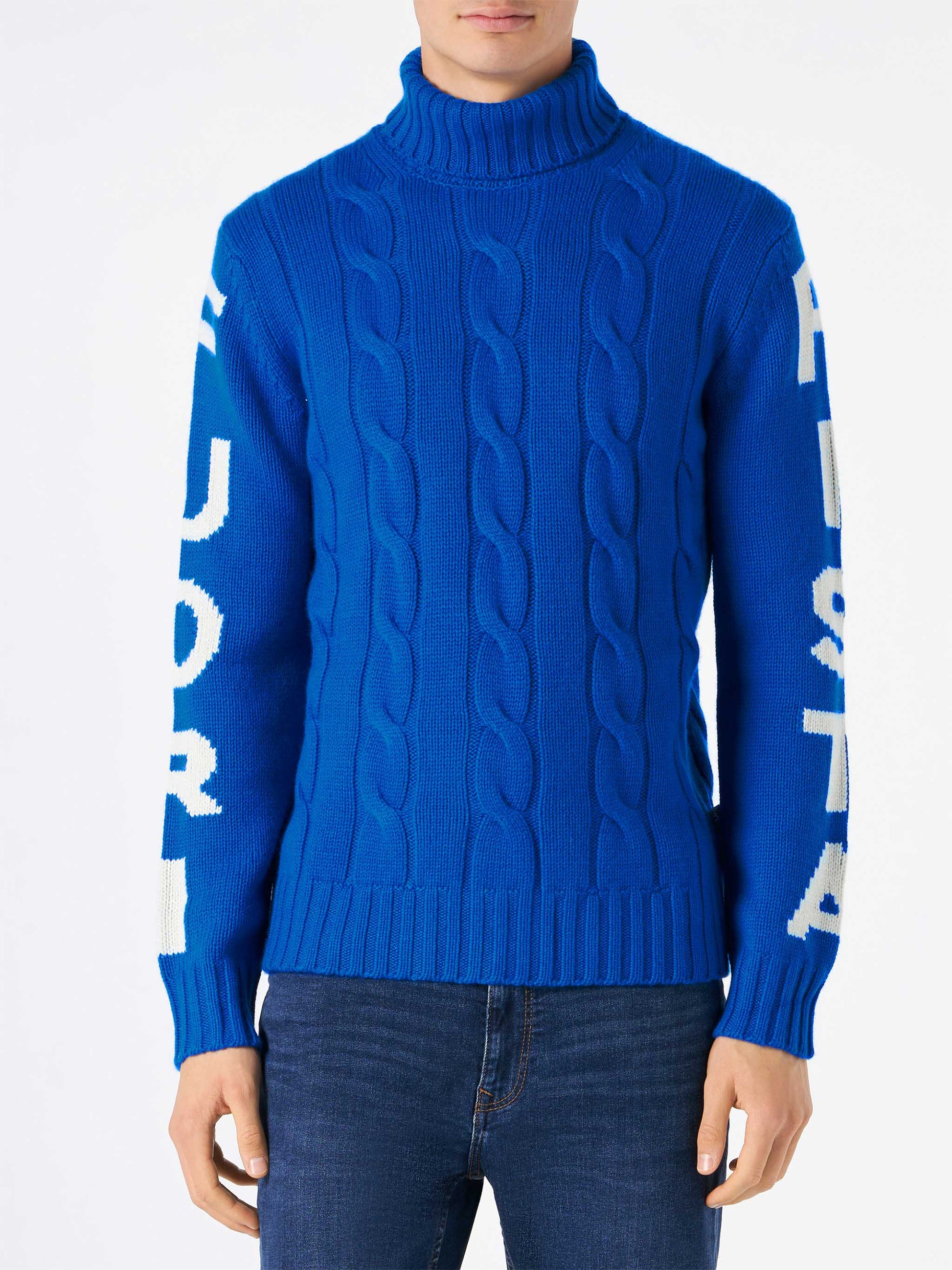 Man turtleneck braided sweater with Fuori pista print - MC2 Saint Barth