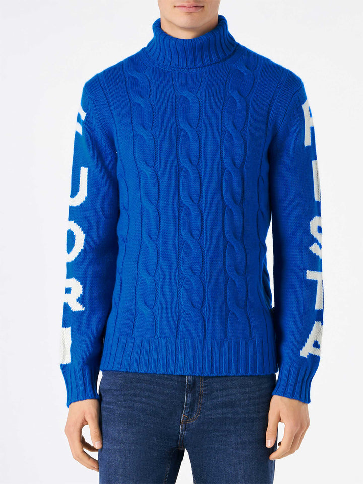 Man turtleneck braided sweater with Fuori pista print - MC2 Saint Barth