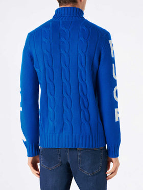 Man turtleneck braided sweater with Fuori pista print - MC2 Saint Barth