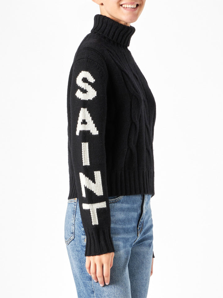 Woman black turtleneck braided sweater - MC2 Saint Barth
