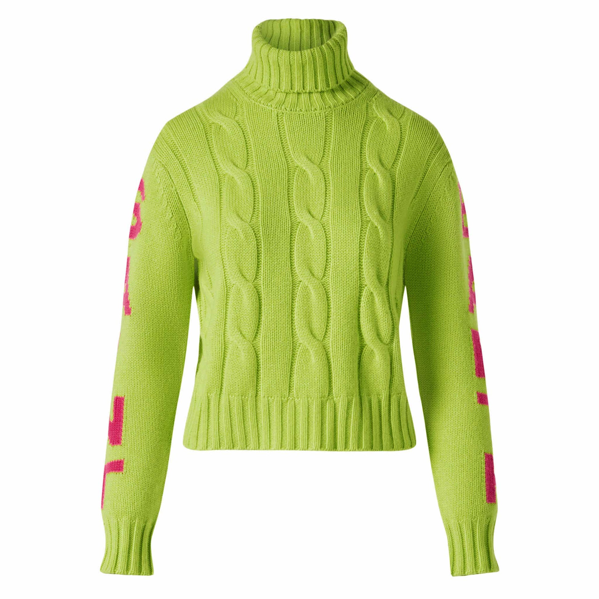 Woman fluo yellow turtleneck braided sweater - MC2 Saint Barth