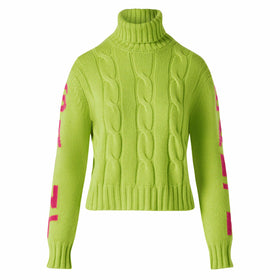 Woman fluo yellow turtleneck braided sweater - MC2 Saint Barth