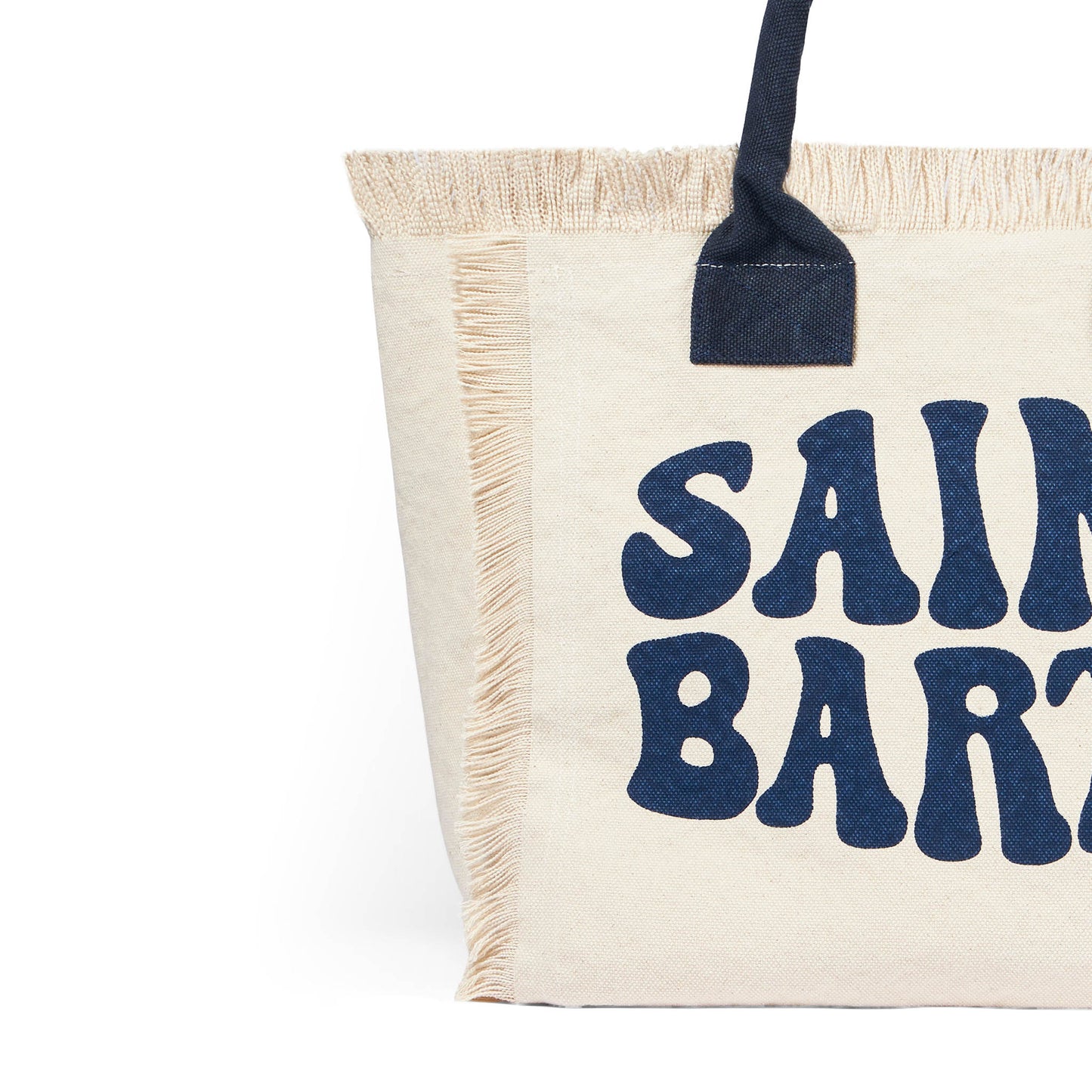 Schultertasche aus weißem Canvas Vanity mit blauem Groovy-Logo 