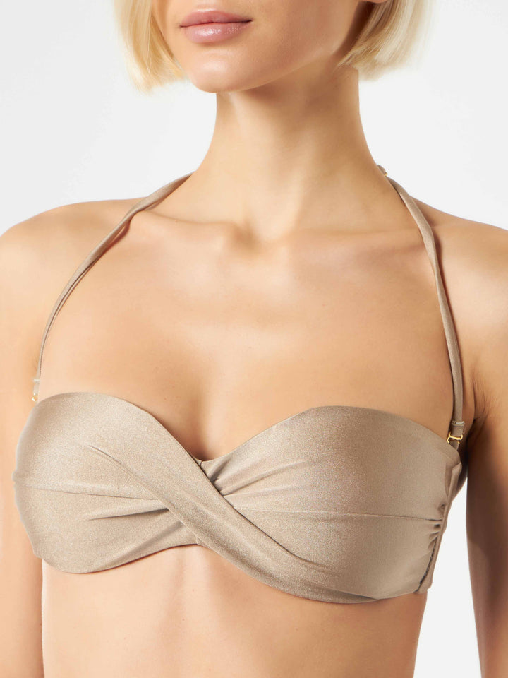 Shiny dove grey bandeau top - MC2 Saint Barth