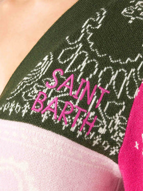Woman cropped cardigan with bandanna print - MC2 Saint Barth