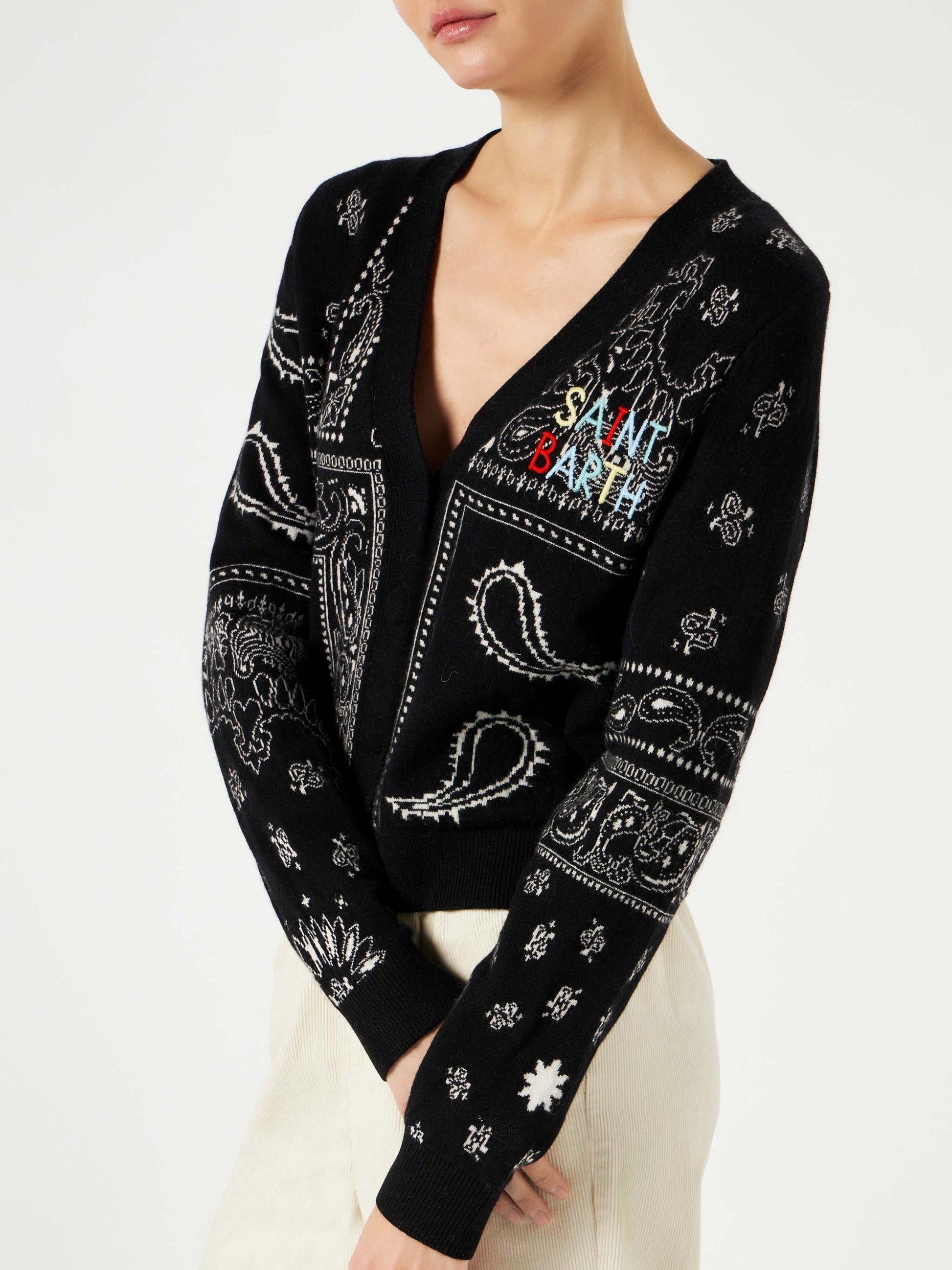 Woman cropped cardigan with Saint Barth embroidery - MC2 Saint Barth
