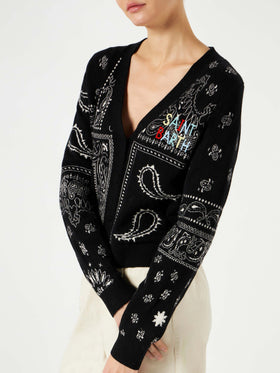 Woman cropped cardigan with Saint Barth embroidery - MC2 Saint Barth