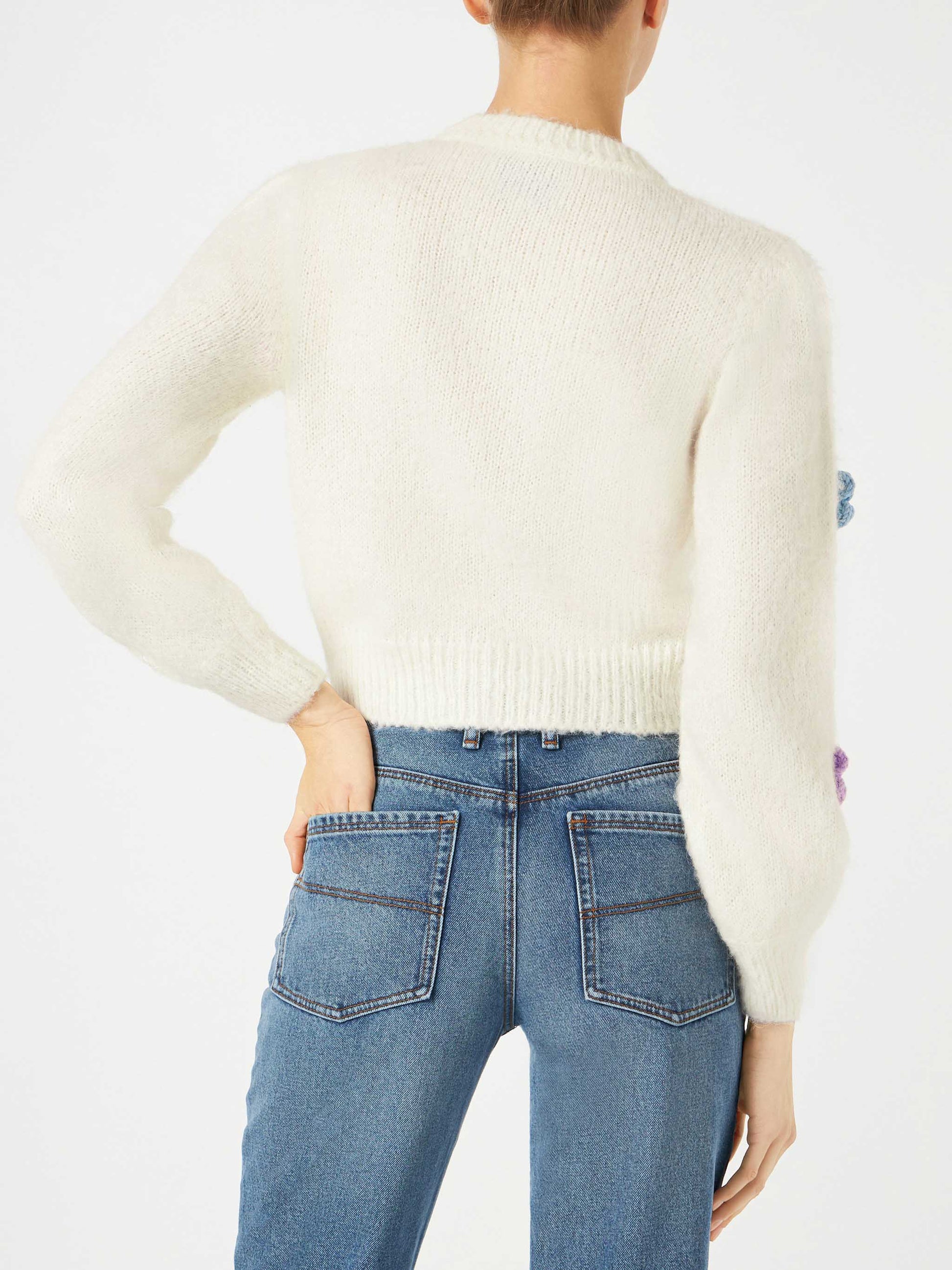 Woman brushed cropped cardigan with puff sleeves - MC2 Saint Barth