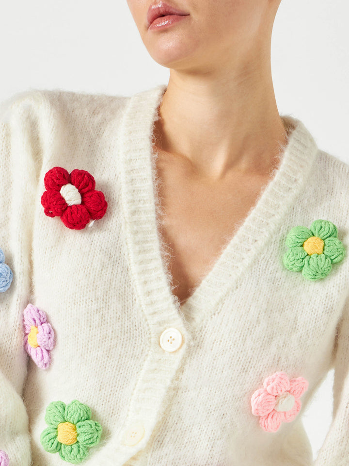 Woman brushed cropped cardigan with puff sleeves - MC2 Saint Barth
