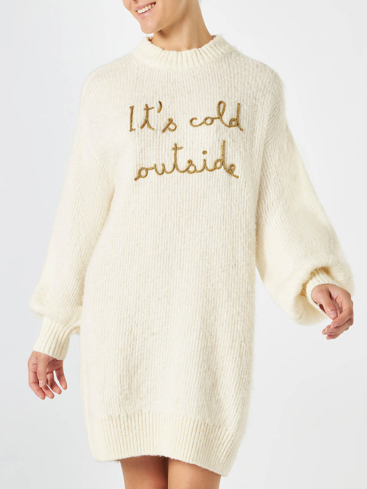 Brushed knit dress with It's cold outside embroidery - MC2 Saint Barth
