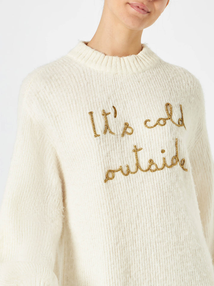 Brushed knit dress with It's cold outside embroidery - MC2 Saint Barth