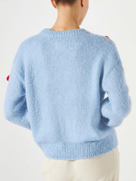 Woman brushed crewneck sweater with mushroom appliqué - MC2 Saint Barth