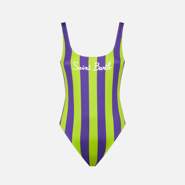 Woman lime and purple one piece swimsuit - MC2 Saint Barth