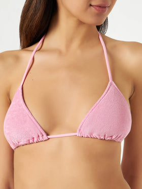 Frottee-Triangel-Bikini für Damen mit Anhängern