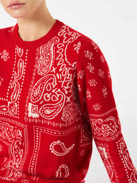 Woman sweater with red bandanna jacquard - MC2 Saint Barth