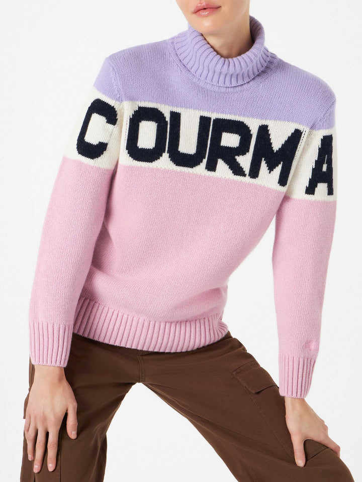 Woman turtleneck sweater with Courma lettering - MC2 Saint Barth