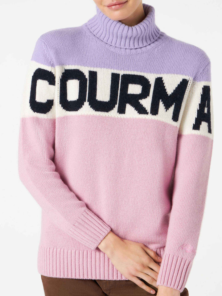 Woman turtleneck sweater with Courma lettering - MC2 Saint Barth