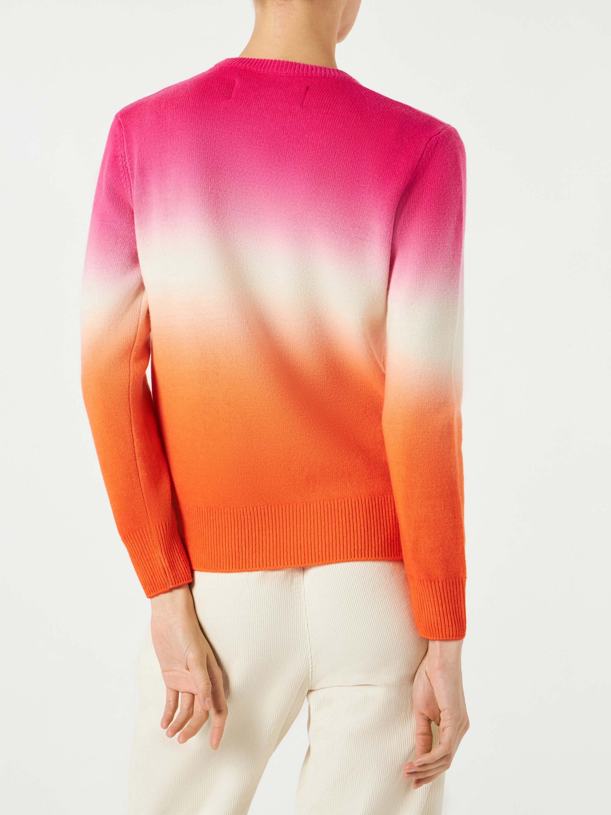 Fucsia and Orange degradé woman sweater Ancora tu writing - MC2 Saint Barth
