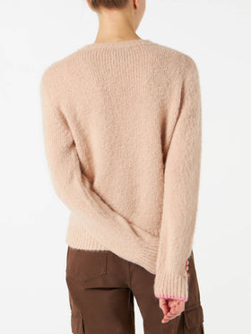 Woman beige brushed sweater with embroidery - MC2 Saint Barth