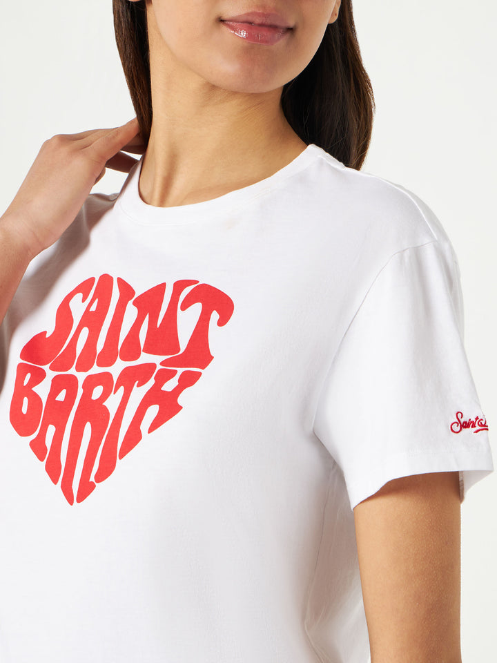 Woman cotton t-shirt with Saint Barth lettering